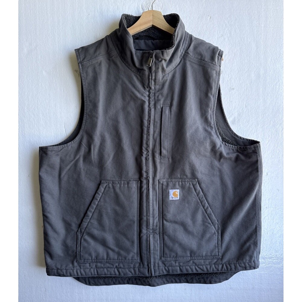 New WOT Carhartt Sherpa Lined Full Zip Vest Loose Fit Gray Men’s XL 0V4277-M